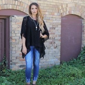 L&B Lucky & Blessed Black Lace Shirt - Brand New!